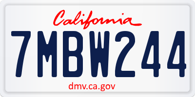 CA license plate 7MBW244