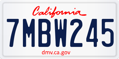 CA license plate 7MBW245