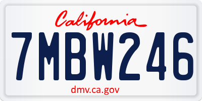CA license plate 7MBW246