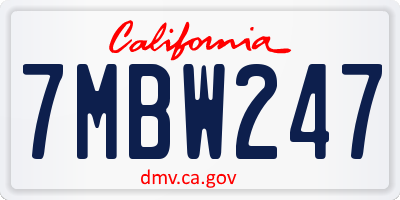 CA license plate 7MBW247