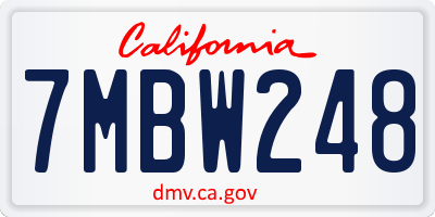 CA license plate 7MBW248