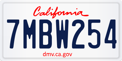 CA license plate 7MBW254