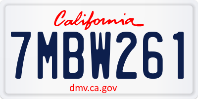 CA license plate 7MBW261