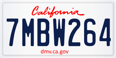 CA license plate 7MBW264