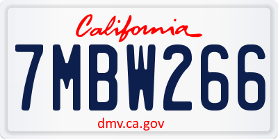 CA license plate 7MBW266