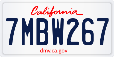 CA license plate 7MBW267