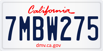 CA license plate 7MBW275
