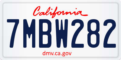 CA license plate 7MBW282