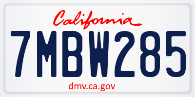 CA license plate 7MBW285