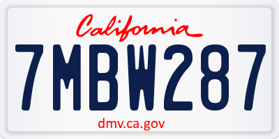 CA license plate 7MBW287