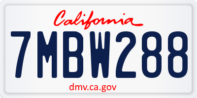 CA license plate 7MBW288