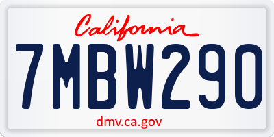 CA license plate 7MBW290