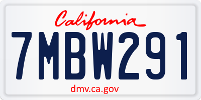 CA license plate 7MBW291