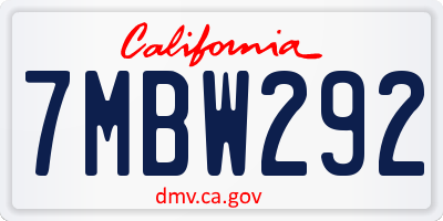 CA license plate 7MBW292