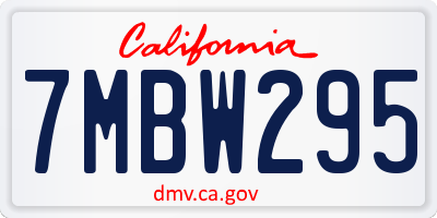 CA license plate 7MBW295
