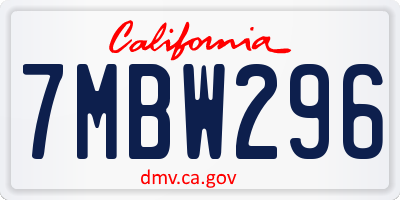 CA license plate 7MBW296