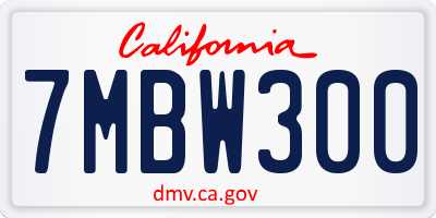 CA license plate 7MBW300