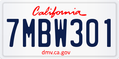 CA license plate 7MBW301