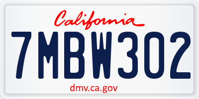 CA license plate 7MBW302