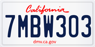 CA license plate 7MBW303