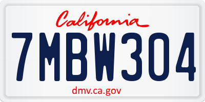 CA license plate 7MBW304