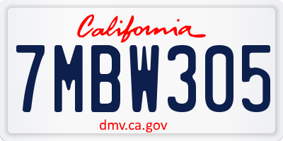 CA license plate 7MBW305