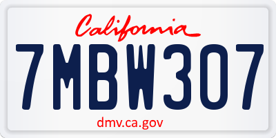 CA license plate 7MBW307