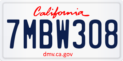CA license plate 7MBW308