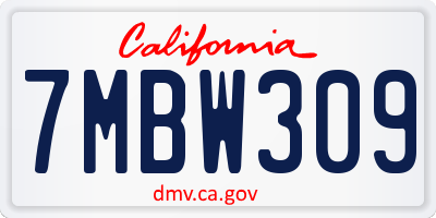 CA license plate 7MBW309