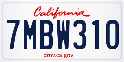 CA license plate 7MBW310