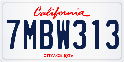 CA license plate 7MBW313