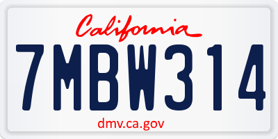 CA license plate 7MBW314
