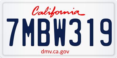CA license plate 7MBW319
