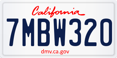 CA license plate 7MBW320