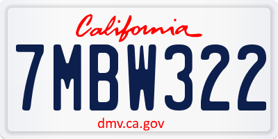 CA license plate 7MBW322