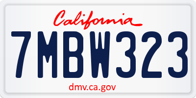 CA license plate 7MBW323