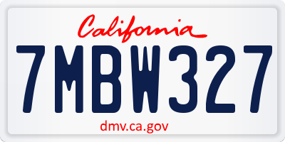 CA license plate 7MBW327