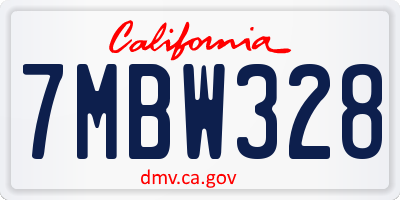 CA license plate 7MBW328