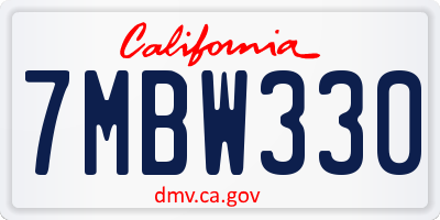 CA license plate 7MBW330