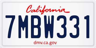 CA license plate 7MBW331