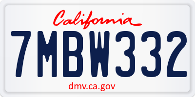 CA license plate 7MBW332