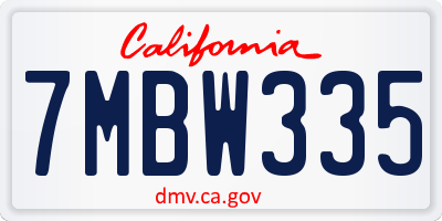CA license plate 7MBW335