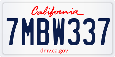 CA license plate 7MBW337