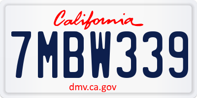 CA license plate 7MBW339