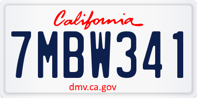 CA license plate 7MBW341