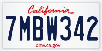 CA license plate 7MBW342