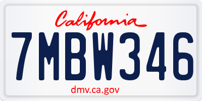 CA license plate 7MBW346