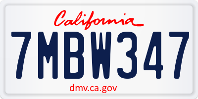 CA license plate 7MBW347