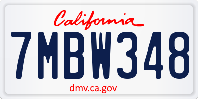 CA license plate 7MBW348