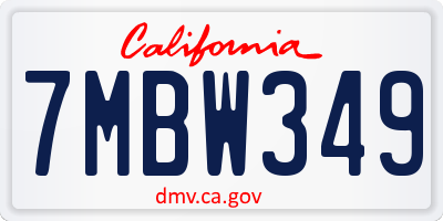 CA license plate 7MBW349